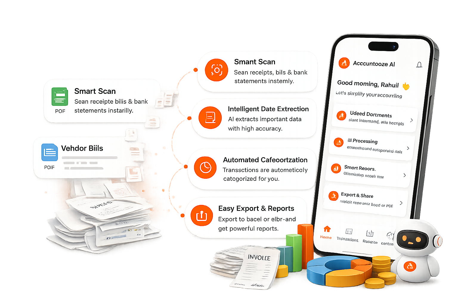 Accountooze AI-powered accounting app interface for small business finance management